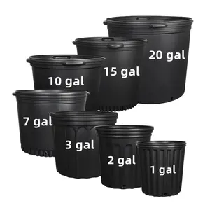 Plastic Gallon Leverancier Pp Hdpe Zwarte Plant Plantenbak 1 2 3 5 7 10 15 20 Gallon Pot Kwekerij Potten Te Koop