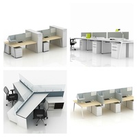 Bureau de travail ouvert moderne personnalisable 3 places en acier avec cloisons pour immeuble de bureaux
