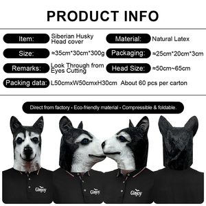 Máscara de Perro <span class=keywords><strong>Husky</strong></span>, Cubierta de Cabeza de Animal de Látex, Personalizable para Halloween, Cosplay, Fiesta de Disfraces, Accesorios Divertidos para Disfraces - Product Image 2