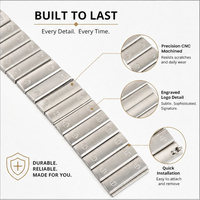 Bracelet de montre en acier inoxydable avec fermoir papillon, 20 mm, argenté, bracelet de remplacement en métal, maillons à vis, pour hommes
