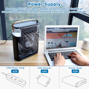 ODM Portable Air Cooling Fan 3 in 1 with Spray 7 Color Light - USB <b>Mini</b> <b>Desk</b> Air Cooler with 3 Speed Settings, 600ML Water Tank - Product Image 5