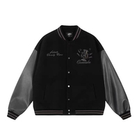 Blouson de baseball personnalisable en polyester brodé, coupe-vent, unisexe, style universitaire, avec empiècements avant élégants, pour l'hiver