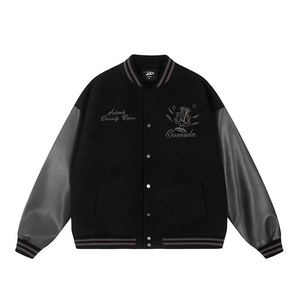 Customizable Heavy Embroidered Woolen Baseball <b>Jacket</b> Coat Men Spring Wear College Style Handsome Splicing <b>Pilot</b> <b>Jacket</b> - Product Image 2