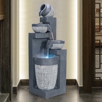 Fuente de Agua en Cascada de Resina para Interiores y Exteriores, Decoración para Jardín y Hogar, 35x35x116cm