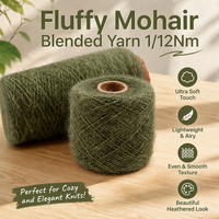 Fil à tricoter moelleux de qualité supérieure, style mohair, en acrylique, nylon, polyester et laine, 1/12Nm, pour tricot à la main, chaud et duveteux