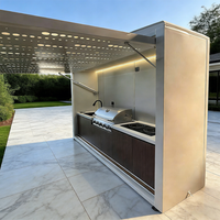 Cuisine extérieure économique avec réfrigérateur pour fûts, ensemble complet d'îlots de cuisine extérieure avec barbecue