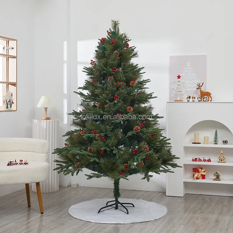 7 футов (210 см) роскошная многофункциональная новогодняя елка из ПЭ/ПВХ, предварительно освещенная елка, с подсветкой