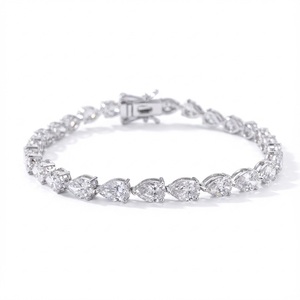 7CT Pear Cut Lab Grown Diamond Tennis <b>Bracelet</b> 6.5 Inch 14K <b>Solid</b> White Gold VVS for Certified Unisex Luxury Fine Jewelry - Product Image 3