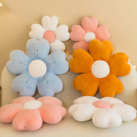 PP bantal bunga matahari boneka bulu kelinci dan katun bantal bunga enam kelopak untuk bantal dekorasi kursi jendela teluk kamar tidur feminin