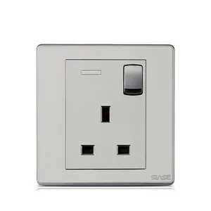 AC power BS 1363 Silver big plate single 13A electric uk switch and socket