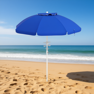 ร่มชายหาดสีน้ำเงินแซฟไฟร์ ขนาด 8 ฟุต ผ้าโพลีเอสเตอร์ พร้อมที่วางแก้ว สำหรับใช้บนชายหาด - Product Image 2