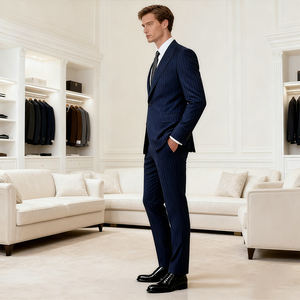 Hoogwaardig logo-aanpassing executive cut herenpak op maat gemaakt wollen herenpak voor bruidegom trouwpakken - Product Image 2