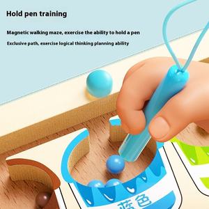 Juguete Montessori de aprendizaje temprano de madera: Cubo de pintura, números de helado, clasificación de colores, laberinto de cuentas con bolígrafo, juego de desplazamiento de laberinto de cuentas para niño - Product Image 4
