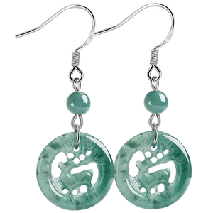 Natural <b>Emerald</b> Blue Water Deer Earrings S925 Silver Set with Ice-Grade Jade Female Ear Pendants With You Ear Jewelry - Product Image 2