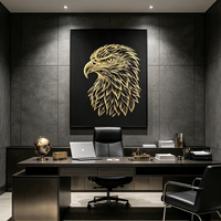 Décoration Murale Moderne 3D Aigle Abstrait Art Déco, Fonctionnelle, Faite à la Main, Cadre en Alliage d'Aluminium, Support MDF pour la Maison et le Bureau