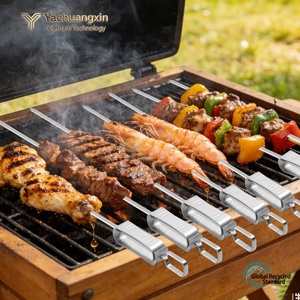 Brochetas de acero inoxidable con mango para cocinar al aire libre, herramientas para asar pollo, camarones y carne - Product Image 6