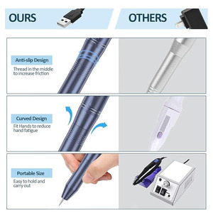 Machine à ongles électrique USB portable, outil de manucure et pédicure avec embouts et brosse pour le soin des ongles en acrylique et gel - Product Image 2