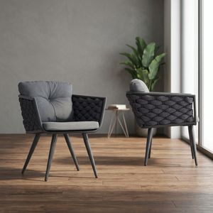 Sillón de Jardín Moderno para Exteriores, Asiento Individual de Ratán Tejido con Cojín para Patio, Villa u Hotel - Product Image 2