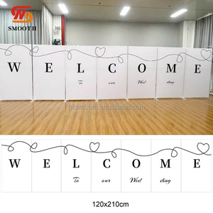 SMOOTH Welcome Custom Printed Fabric Partition <b>Screen</b> Metal Stand Arch with Fabric stand for Wedding Entrance Reception Decor - Product Image 3