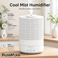 Humidificateurs à remplissage par le haut, réservoir de 2,5 L pour une grande couverture, 25 dB, remplissage facile, brume froide silencieuse, humidificateur d'air aromatique pour la maison, la chambre de bébé
