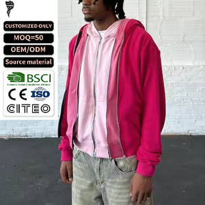 Sudadera con Capucha de Tres Capas con Cremallera, Estilo Street Dance, 460 g/m², Felpa Francesa de Algodón de Alta Calidad, Talla Grande, para Hombre, con Logotipo Personalizado OEM - Product Image 1