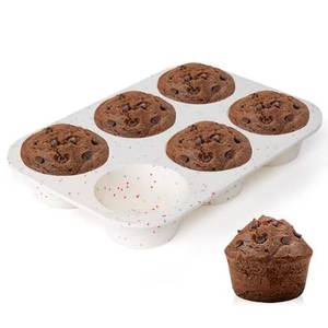 MUYULINS factory can customize 6-<b>cup</b> LFGB non-stick BPA-free <b>large</b> silicone brownie cupcake tray muffin cake mold - Product Image 1