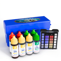 Kit de test d'eau de piscine 6 en 1, test du pH, de l'alcalinité totale, du chlore combiné libre, du chlore total, ensemble de réactifs de test d'eau liquide pour spa
