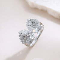 Anello di Fidanzamento da Donna con Diamante da Laboratorio Bianco 18K Taglio Marquise, Stile Lusso Leggero, Fantasia Farfalla Eterea