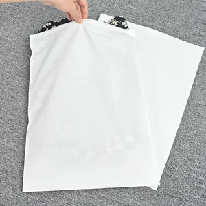 Stampa logo personalizzata sacchetto di imballaggio in plastica bianca lattiginosa imballaggio per abbigliamento pag richiudibile con chiusura lampo