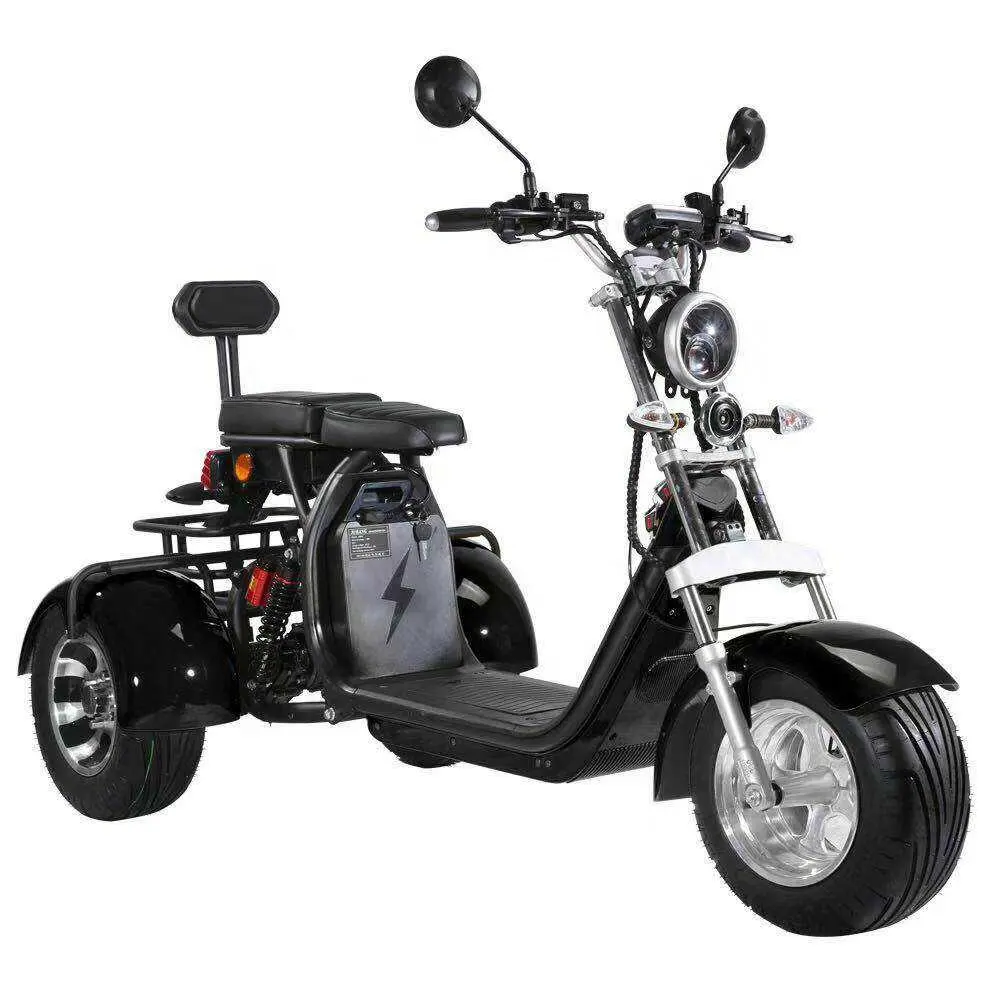 2000w 60v12ah/20ah batterie au lithium gros pneu citycoco scooter électrique à trois roues ordre de démarrage/tricycle/e-scooter