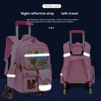 Nouveau sac à dos à roulettes pour l'école primaire, élèves de la 2e à la 6e année, grande capacité, sac à dos pour garçons, microfibre, personnages de dessins animés
