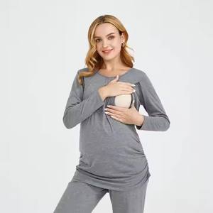 Ropa de maternidad, pijamas de manga larga para <span class=keywords><strong>lactancia</strong></span>, ropa de dormir, pijamas para mujeres embarazadas, conjunto de <span class=keywords><strong>lactancia</strong></span>, Otoño <span class=keywords><strong>Invierno</strong></span> - Product Image 3