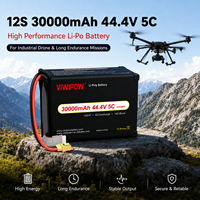 Baterai Drone Isi Ulang Tegangan Tinggi 12s 44.4V 30000mAh untuk Perlindungan Pertanian, Baterai Li-Po Drone dengan Konektor XT60