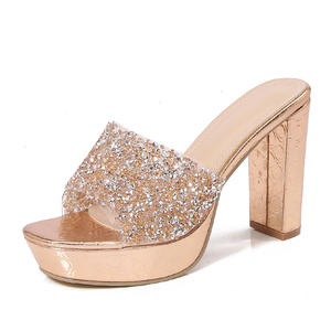 Toptan 2025 bayan ayakkabı Bohemian yeni moda taklidi terlik kalın tabanlı yüksek topuklu kadın ayakkabısı - Product Image 3