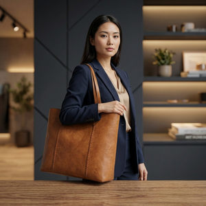 Bolso de Mano Casual de Cuero Genuino 100% para Mujer, con Doble Correa Cruzada, Ligero, Duradero, con Cierre, Impermeable y de Gran Capacidad - Product Image 1