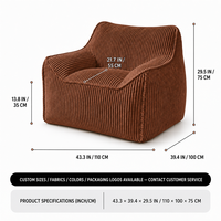 CE-Zertifizierter Lazy Sofa Lounge-Sessel in Box Weicher Gerippter Cord aus China Minimalistisches Abgerundetes Design für Zuhause Schlafzimmer Entspannung