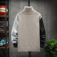 Pull à col roulé pour hommes, chandail ample et lourd, en tricot, tendance, hiver,