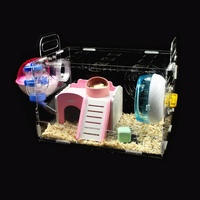 Grande cage transparente pour hamster, hirigin, voiture avec bouteille d'eau, salle de bains, course à pied, balançoire