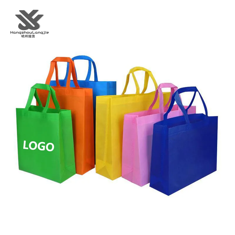 Bolsa de mano de material Pla reutilizable con impresión personalizada, bolsa de mano no tejida con logotipo impreso, precio al por mayor