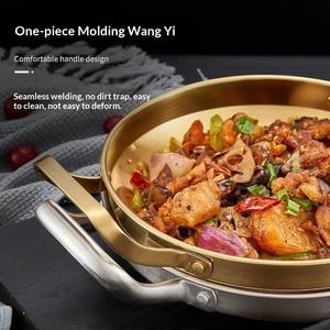 चीनी शैली स्टेनलेस स्टील समुद्री भोजन बर्तन गर्म बर्तन फ्लैट नीचे उथले वाणिज्यिक फ्राइड चिकन पैन वोक रामी पॉट डबल कान पॉट - Product Image 5