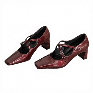 Chaussures de bureau élégantes à talon carré et bout rond pour femme, sandales d'été à talon haut, vente en gros - Product Image 2