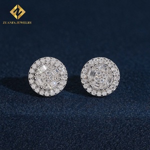 Trendy Jewelry VVS Iced Out Silver Moissanite Stud <b>Earrings</b> Screw <b>Back</b> Wedding Gift Women - Product Image 1