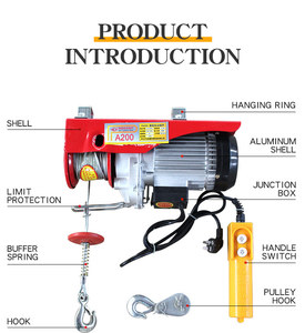 Chất lượng cao 600kg xách tay <span class=keywords><strong>PA</strong></span> <span class=keywords><strong>600</strong></span> Dây dây 220V Thép Mới nhỏ nâng máy điện hoist Crane - Product Image 6