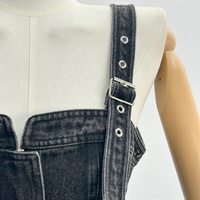 Robe en jean tendance de style européen et américain, design unique, robe en jean noire pour femmes, vente directe d'usine