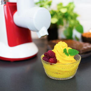 Sorbetière en ABS portable 2-en-1 Coupe-légumes et sorbetière manuel/électrique avec langue française pour usage domestique et camping-car - Product Image 2