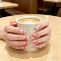 24 faux ongles carrés en ABS à pression, design français, longueur courte/moyenne, pré-dessinés pour application sur les doigts