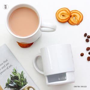 Creative Ceramic <b>Mug</b> With Cookie <b>Holder</b> White Solid Color Cup With Handle For Coffee Tea Drinks Gift Set - Product Image 2