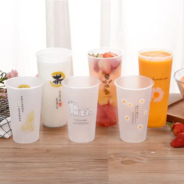 90 Caliber Thickened Transparent Disposable Milk Tea Plastic Cup Beverage Juice Injection Cup 360-1000MLPP Plastic Cup