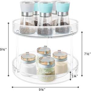 Plateau tournant à 2 niveaux pour les épices, organisateur, plateau à plusieurs niveaux pour les armoires de cuisine, fruits et légumes. - Product Image 5