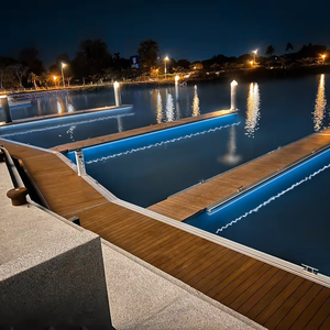 Dock für Seen-Schwimmende Ponton-Steg plattform mit Terrassen dielen und Stangen Marine material aus Aluminium - Product Image 1